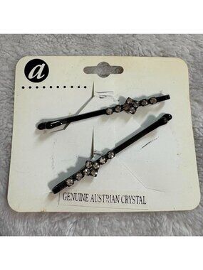 NWT Y2K Vintage 2000s Black Hair Pins with Rhinestones